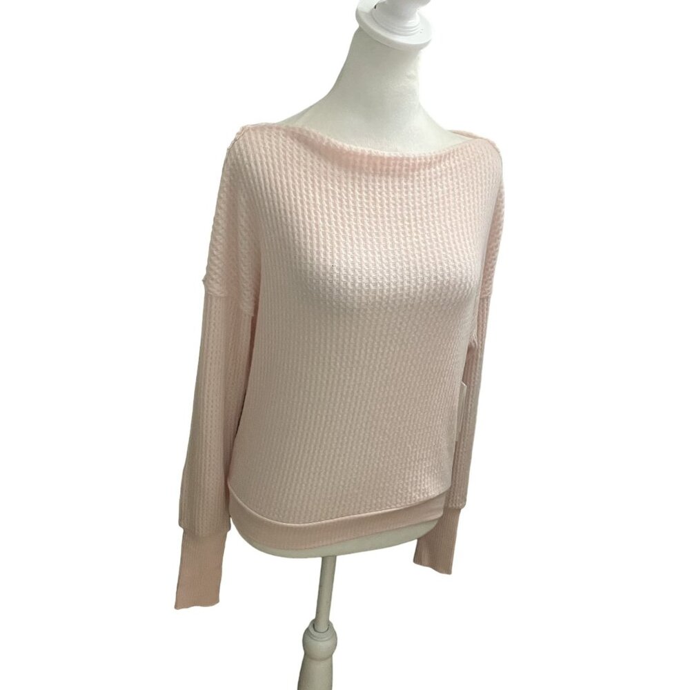 Treasure & Bond Women's Waffle Knit Sweater XS Light Pink Soft & Cozy Cropped NW